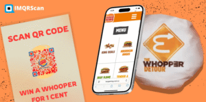 Scan QR code to win a whooper for one cent