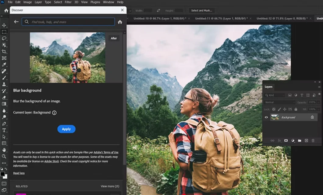 Blur background in Adobe
